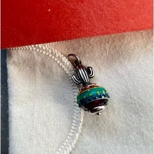 James Avery Cactus Art Glass RETIRED Sterling Silver Charm